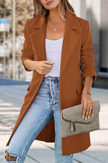 Women's Woolen Cardigan Coat - Stylish Rose Red, Green, Yellow, Black - Buy Center