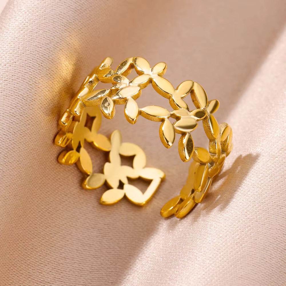 Buy Center Copper Inlaid Zircon Ring - Elegant Open Design for Women - Buy Center