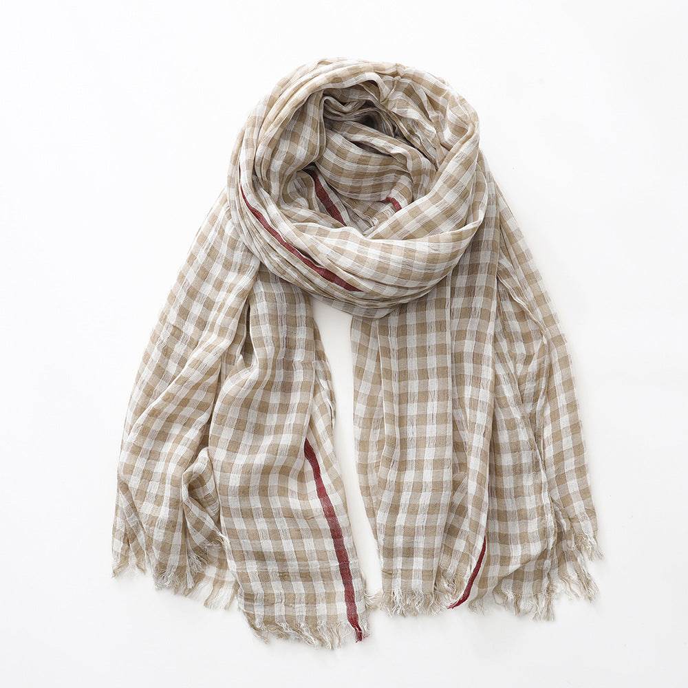 Stylish Cotton Plaid Scarf for Men & Women - Trendy Fashion Accessory 2025 - Buy Center