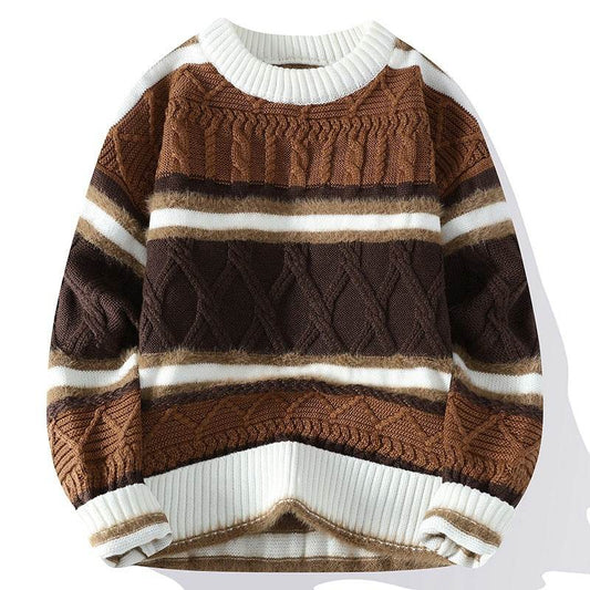 Round Neck Men's Casual Sweater - Stylish Cotton Blend, Modern British Design - Buy Center