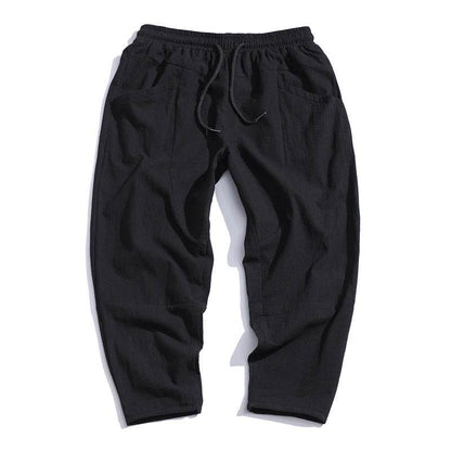 Men's Plus Size Cropped Pants - Loose Cotton and Linen Tapered Fit - Buy Center