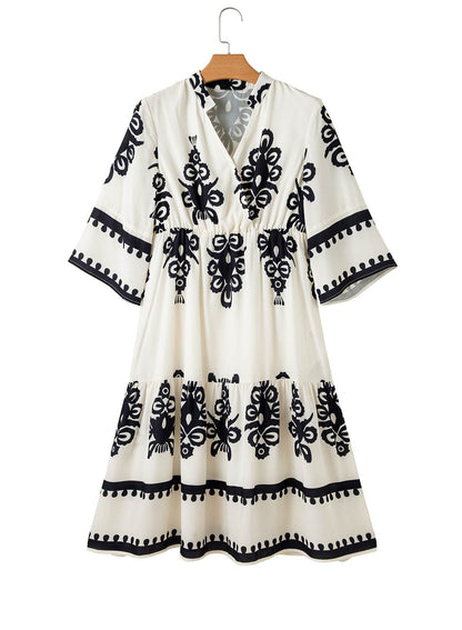 Buycenter Women's Lace-up Dress - Elegant Printed A-Line Skirt - Buy Center