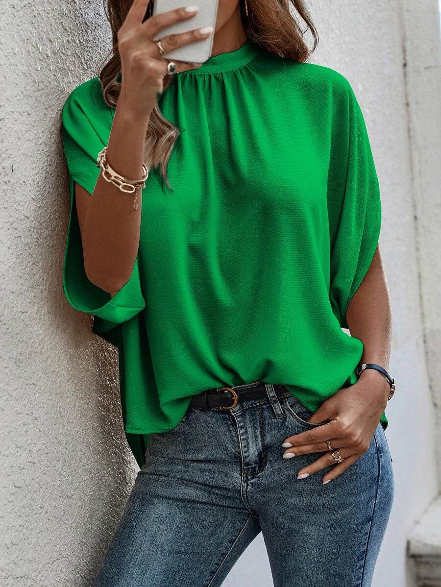 Casual Fashion Split Batwing Sleeve Top - Stylish Blouse for Women 2025 - Buy Center