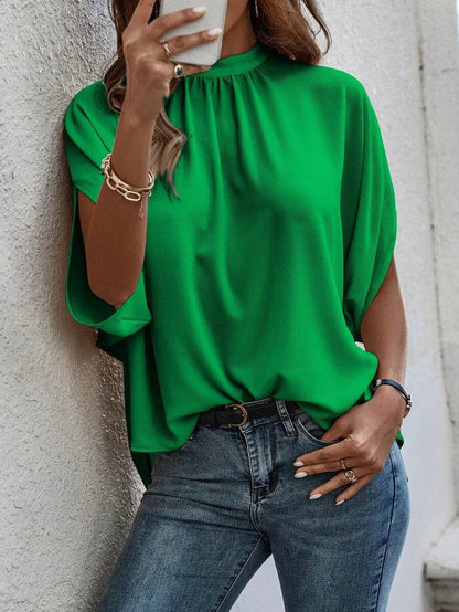 Casual Fashion Split Batwing Sleeve Top - Stylish Blouse for Women 2025 - Buy Center