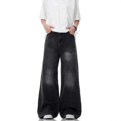 Washed Distressed Black Jeans for Men - Straight Loose Fit, Modern Style - Buy Center