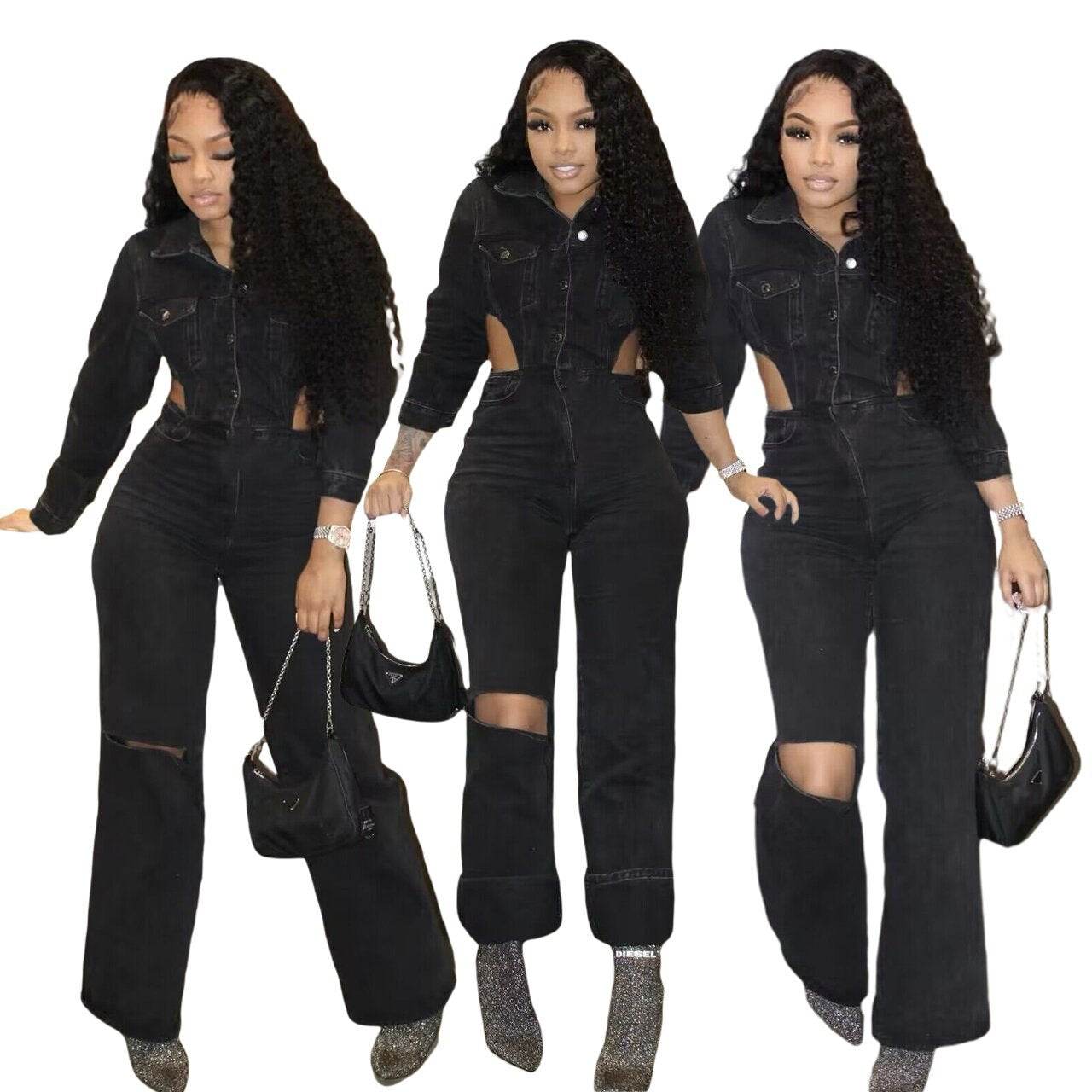 European & American Stretch Jumpsuit - Flattering Design for All Occasions - Buy Center