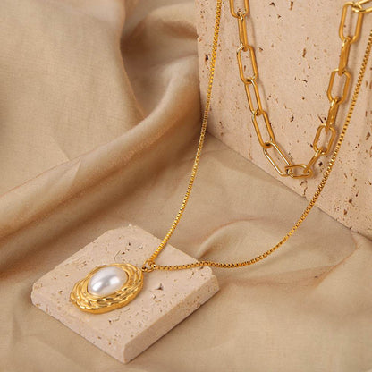 Pearl Textured Titanium Steel Necklace - Adjustable Elegance for 2025 - Buy Center