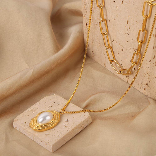 Pearl Textured Titanium Steel Necklace - Adjustable Elegance for 2025 - Buy Center