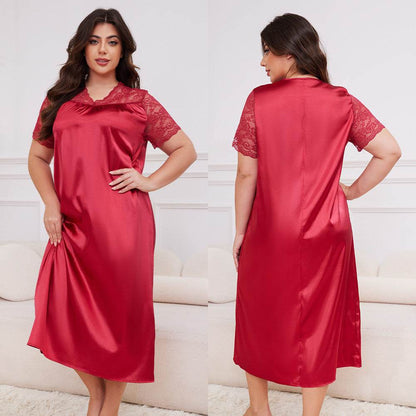 Buycenter Ice Silk Short Sleeve Nightdress - Loose Casual Homewear for Ladies - Buy Center
