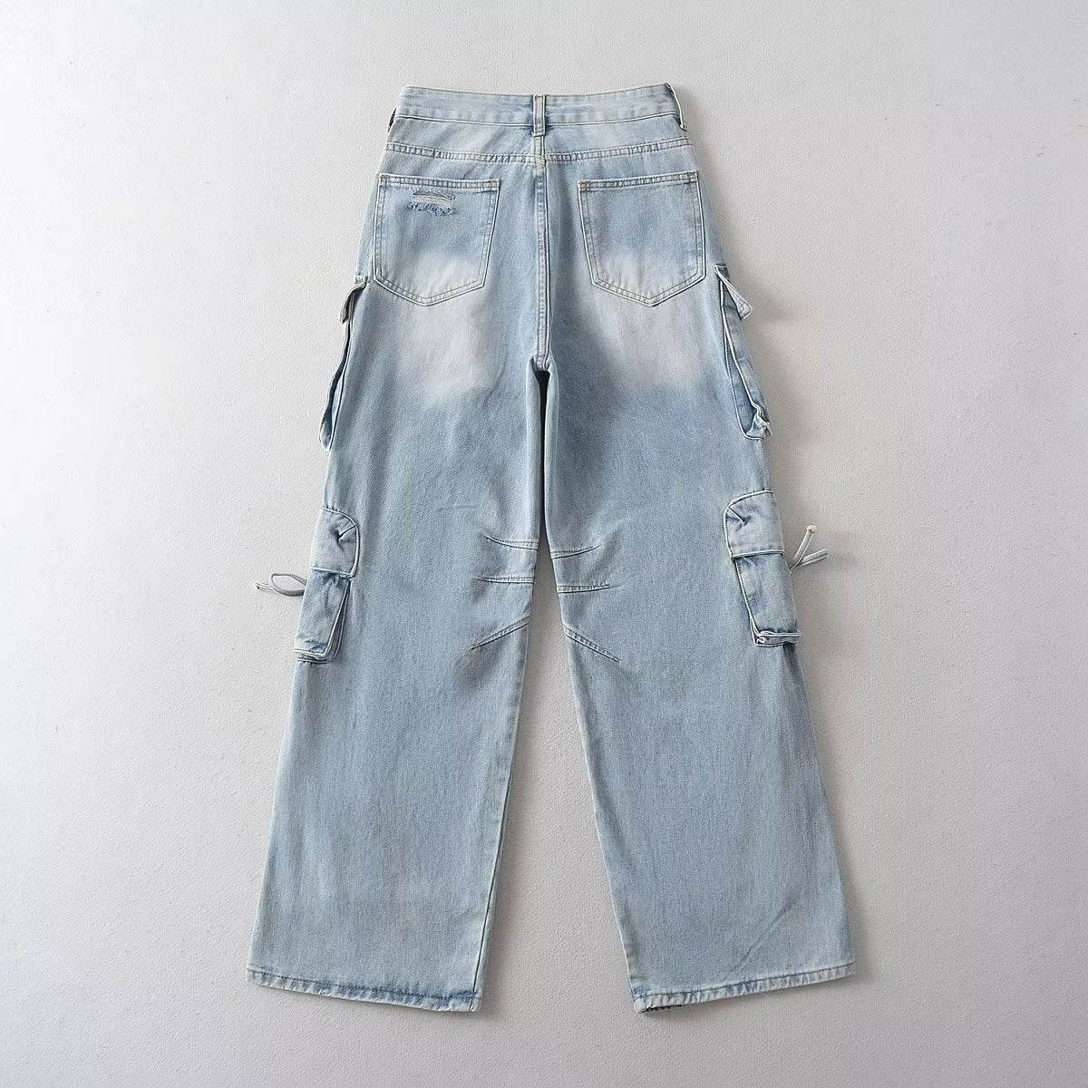 American Style Straight-Leg Denim Trousers - Comfortable Workwear Essentials - Buy Center