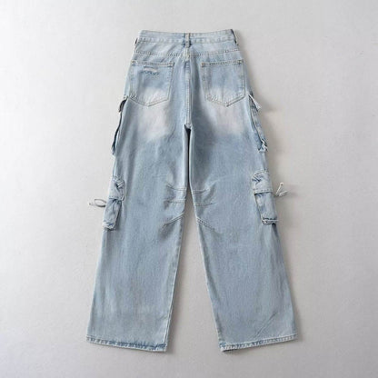 American Style Straight-Leg Denim Trousers - Comfortable Workwear Essentials - Buy Center