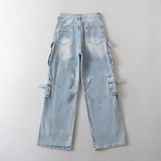 American Style Straight-Leg Denim Trousers - Comfortable Workwear Essentials - Buy Center