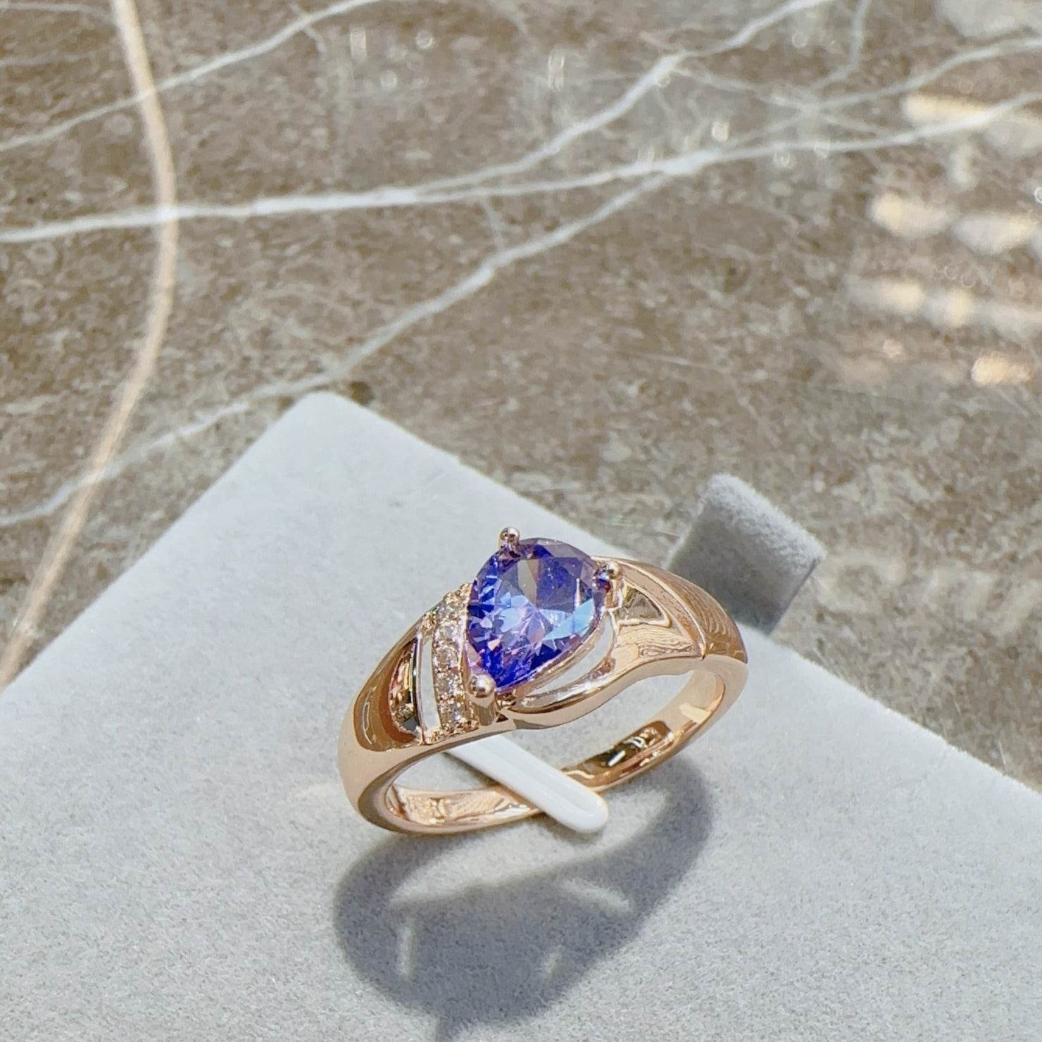 BuyCenter Rose Gold Zircon Ring - Vintage Floral Geometry Jewelry - Buy Center