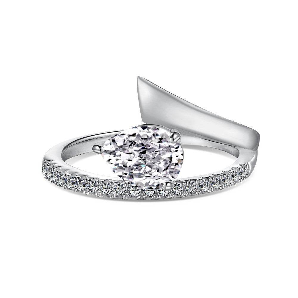 Buycenter S925 Sterling Silver Pear-Shaped Rhinestone Ring - Affordable Luxury - Buy Center