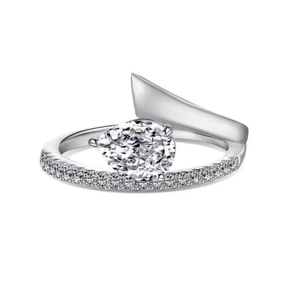 Buycenter S925 Sterling Silver Pear-Shaped Rhinestone Ring - Affordable Luxury - Buy Center