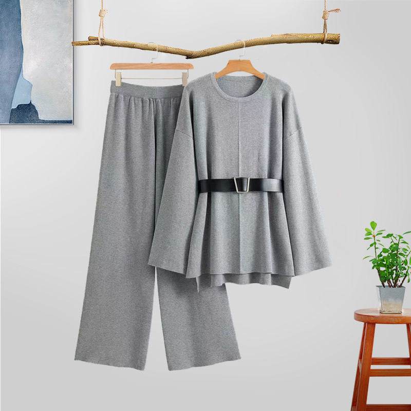 Women's Loose Knitted Sweater Suit - Stylish Comfort in Gray, Black, Khaki - Buy Center