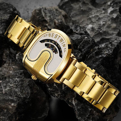 Men's U-Shaped Fashion Watch - Quartz Movement & 30m Waterproof Design - Buy Center