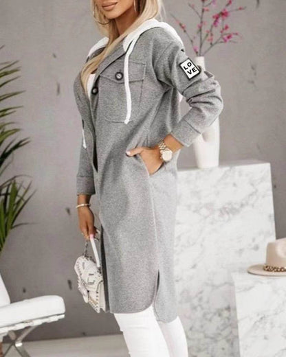 Buycenter Women’s Fashion Hooded Trench Coat - Long Sleeve, Button Closure - Buy Center