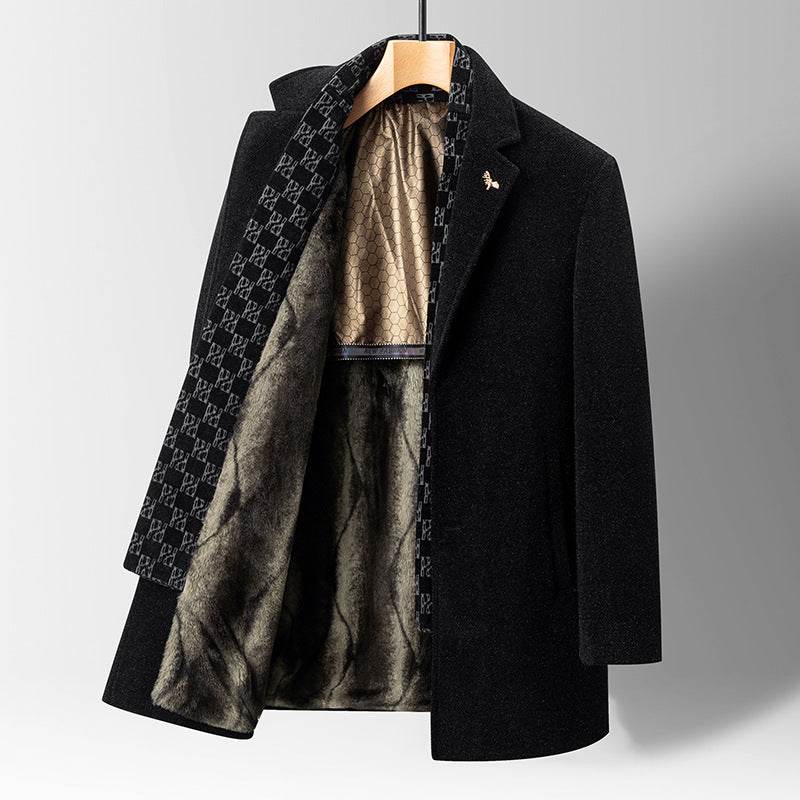 Fashion Men's Woolen Coat - Gold Mink Velvet Parka for All Seasons - Buy Center