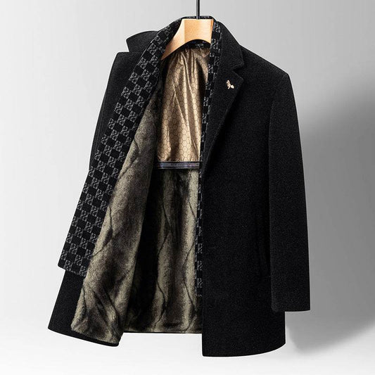 Fashion Men's Woolen Coat - Gold Mink Velvet Parka for All Seasons - Buy Center