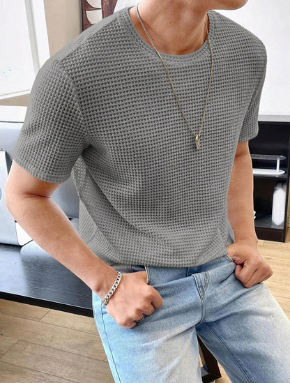 Men's Casual Loose Short Sleeve Tee - Solid Color, Comfortable Fit - Buy Center