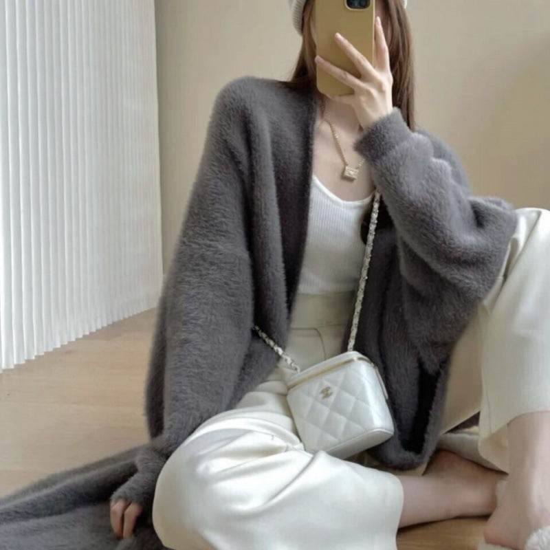 Mink-like Wool Cardigan for Men - Thick Mid-length Stylish Sweater - Buy Center