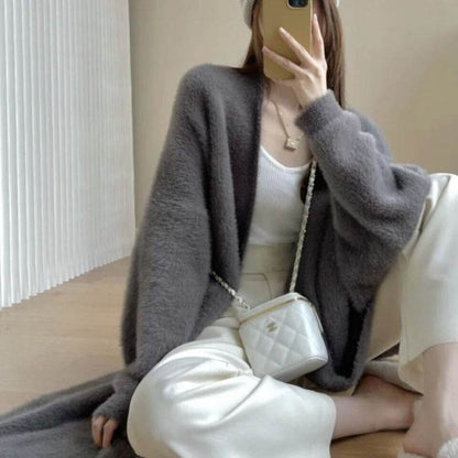 Mink-like Wool Cardigan for Men - Thick Mid-length Stylish Sweater - Buy Center
