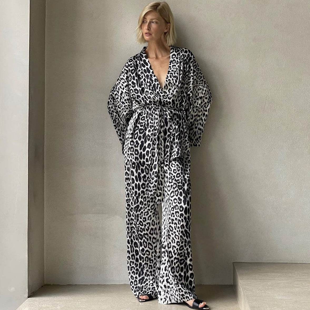 Women's Leopard Print Two-Piece Suit - Chic Long-Sleeved Style 2025 - Buy Center