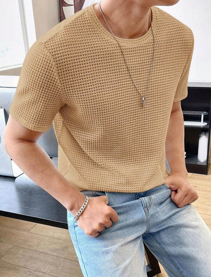 Men's Casual Loose Short Sleeve Tee - Solid Color, Comfortable Fit - Buy Center