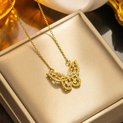 Buycenter Hollow Butterfly Necklace - Micro Inlaid Zircon for Women - Buy Center