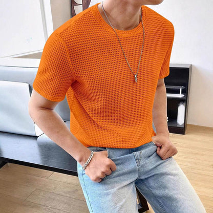 Men's Casual Loose Short Sleeve Tee - Solid Color, Comfortable Fit - Buy Center