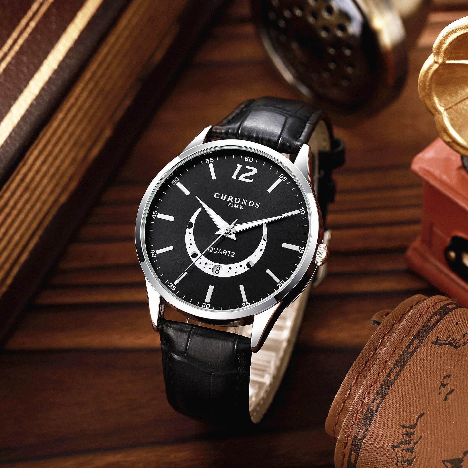Men's Fashion Quartz Watch - Genuine Leather Strap, Stylish & Durable - Buy Center