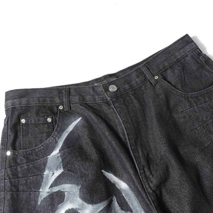 American Retro Loose Jeans for Men - Vintage Washed Black Style 2025