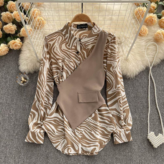 Loose Striped Long Sleeve Top - Stylish Blouse in 3 Colors for Elegance - Buy Center