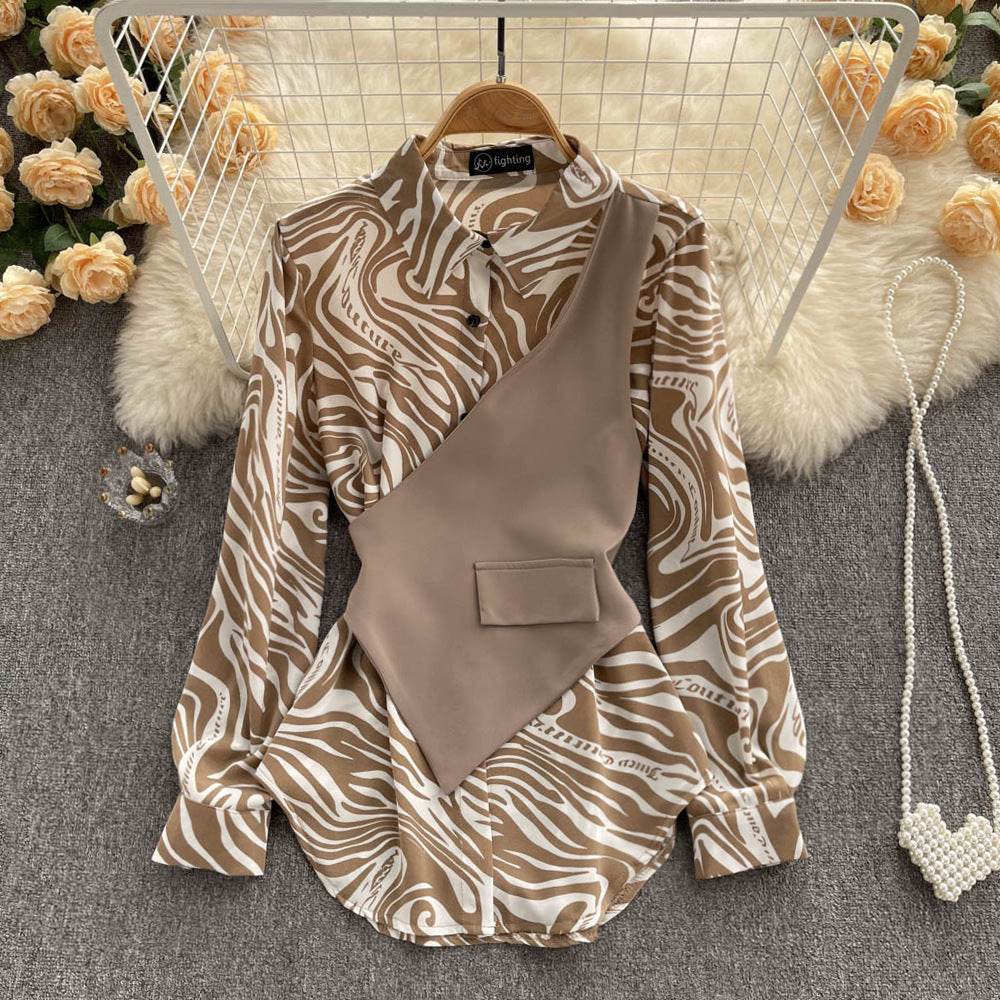 Loose Striped Long Sleeve Top - Stylish Blouse in 3 Colors for Elegance - Buy Center