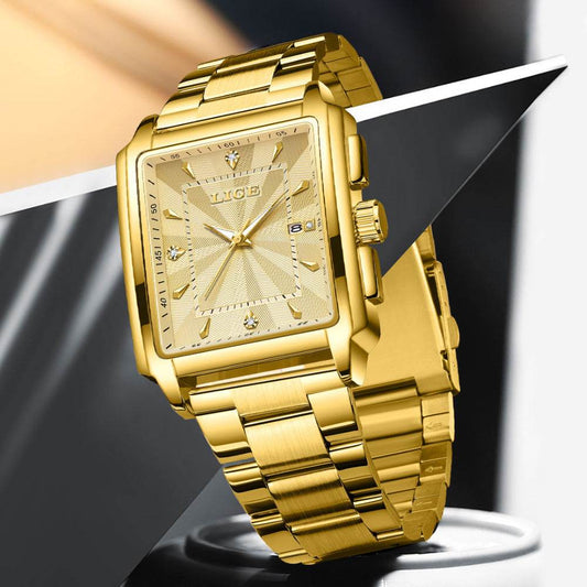 Buycenter Men's Square Dial Steel Belt Watch - Stylish and Modern Design - Buy Center