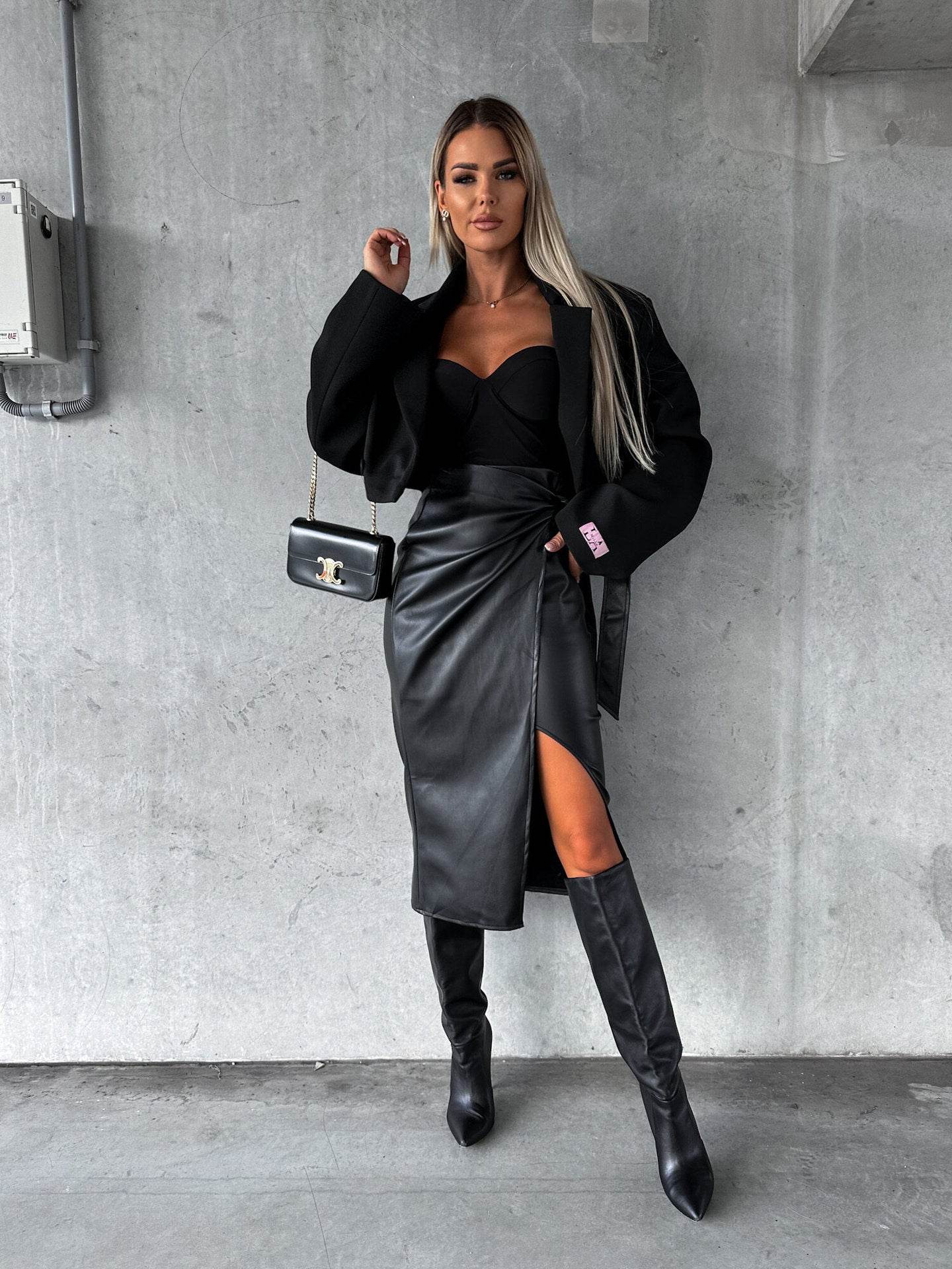 Buycenter High Waist Punk Leather Skirt - Sexy Sheath Style, Pocket Design - Buy Center
