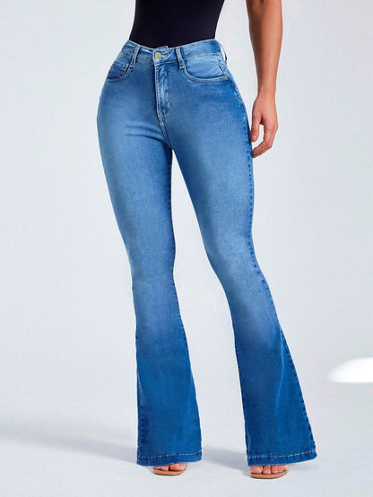 High Waist Slim Stretch Women's Jeans - Bootcut & Distressed Style - Buy Center