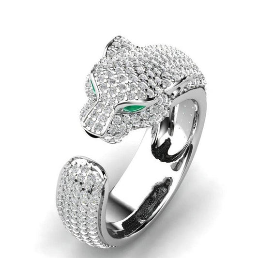 Buy Center Gold & Silver Leopard Head Ring - Full Diamond Design - Buy Center