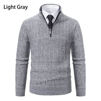 Men's Half-Zipped Stand Collar Fleece Sweater - Stylish & Warm Essentials - Buy Center