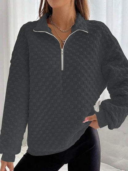 Women's Zippered Knitting Sweater - Trendy Long Sleeve Pullover Style - Buy Center