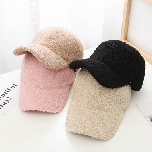 Korean Style Lambswool Baseball Cap - Elegant Fit for Women 2025 - Buy Center