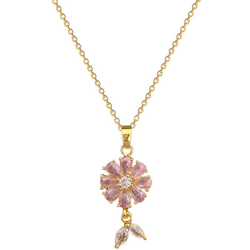 Buy Center Light Luxury Necklace & Earrings Set - Full Diamond Floral Design - Buy Center