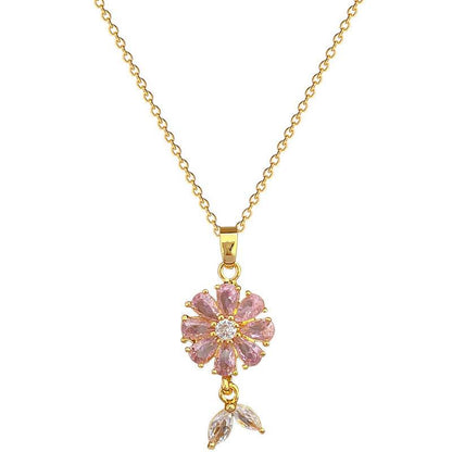 Buy Center Light Luxury Necklace & Earrings Set - Full Diamond Floral Design - Buy Center