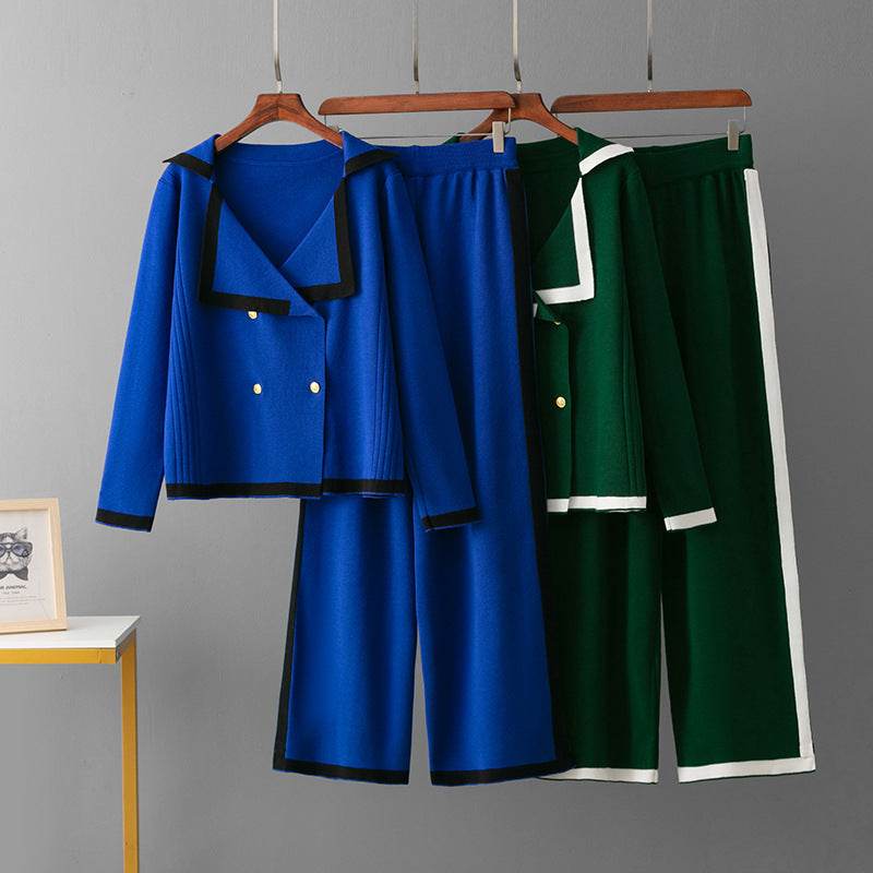 BuyCenter Embossed Fashion Suit - Trendy Round Neck Sweater & Loose Pants - Buy Center
