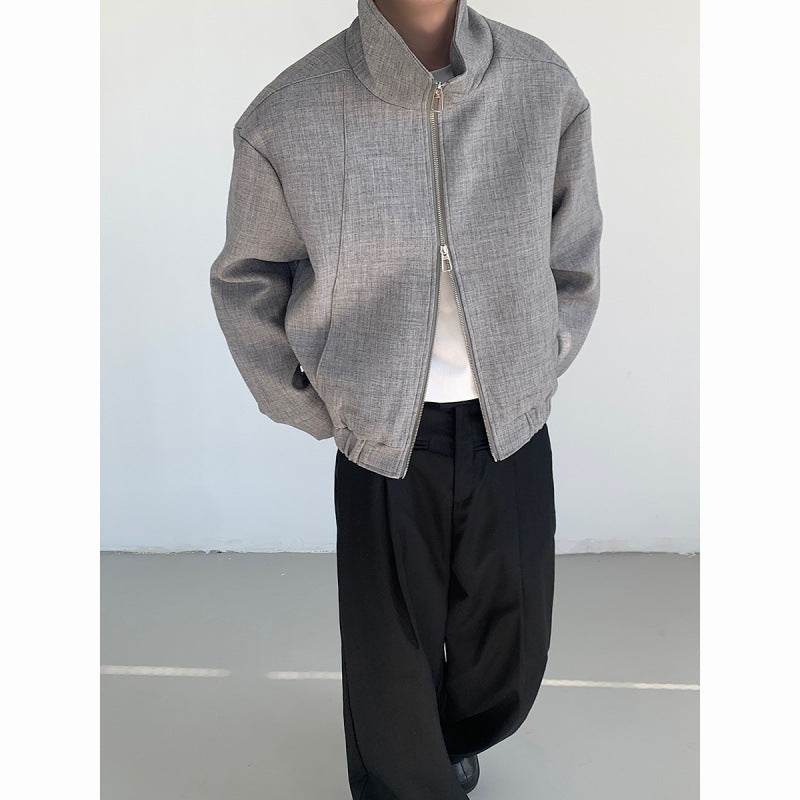 Autumn Minimalist Couple Jacket - Stylish Loose Fit, Gray & Black Design - Buy Center