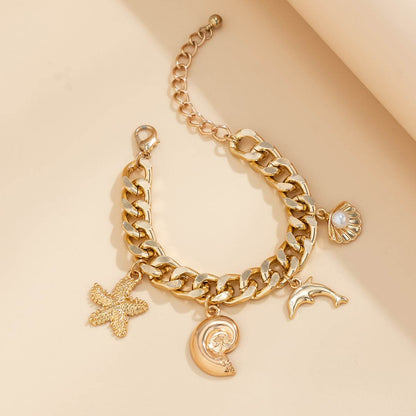 Boho Dolphin Starfish Choker Necklace & Bracelet Set - Trendy Vintage Style - Buy Center