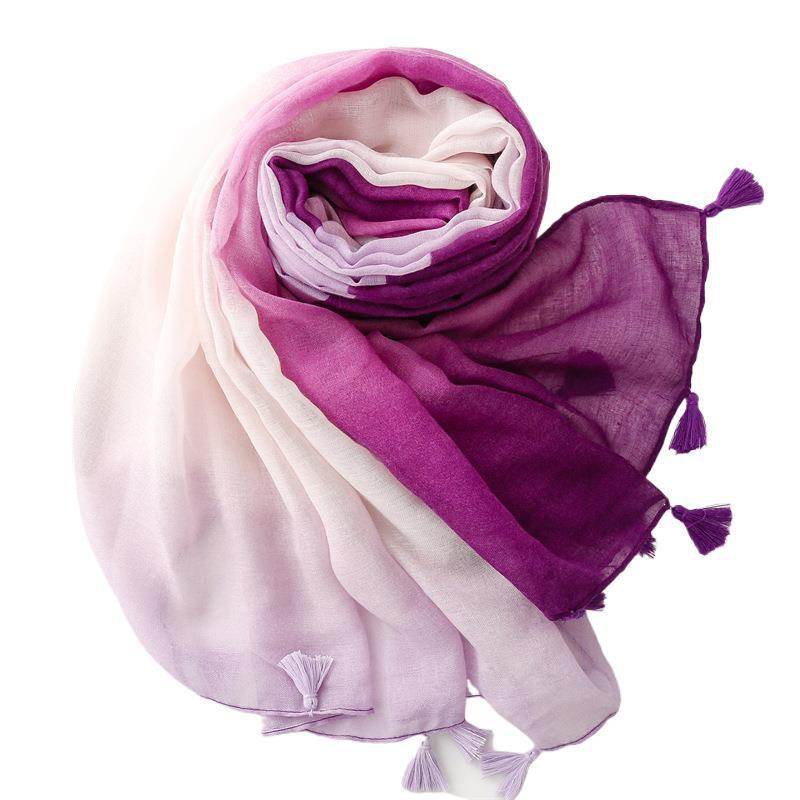 Gradient Travel Scarf - Lightweight Silk Wrap for Sun Protection & Style - Buy Center