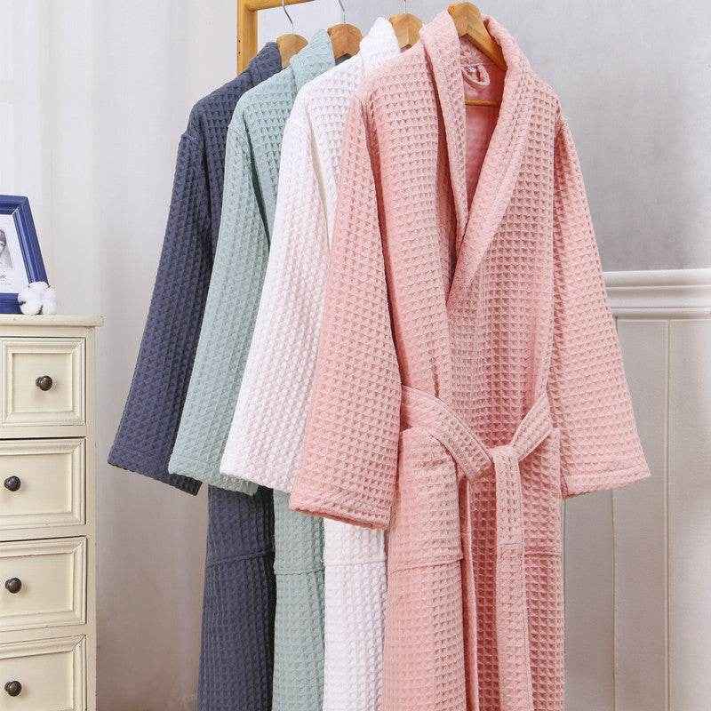 Unisex Cotton Double Waffle Long Robe - Cozy, Stylish & Multi-Purpose