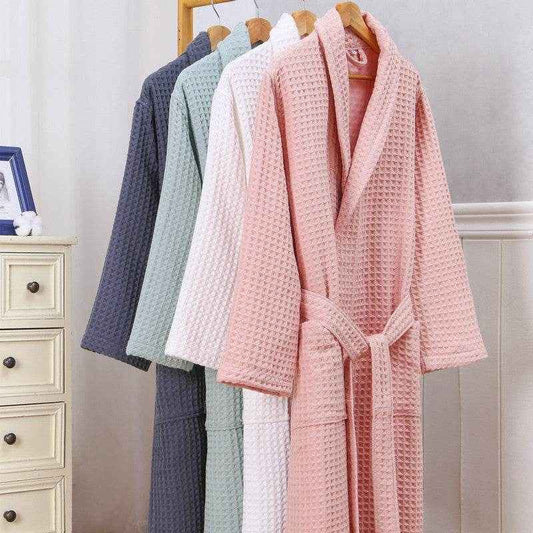 Unisex Cotton Double Waffle Long Robe - Cozy, Stylish & Multi-Purpose
